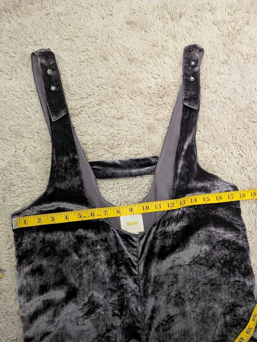 Anthropologie Maeve Silver Crushed Velvet Cropped Jumpsuit Overalls